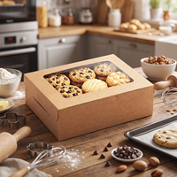 Boîtes à pâtisserie en papier kraft brun avec fenêtre 8x6x2,5 pouces, boîtes à biscuits recyclables pour pâtisseries, beignets, muffins, vente en gros