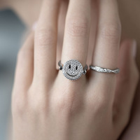 Bague en argent sterling 925 fin, réversible, avec visage pleurant, tendance, niche, haut de gamme, zircon, argent pur S925, pour femmes, ne se décolore pas