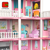Rumah Mainan anak-anak keluaran baru rumah boneka plastik dengan Model furnitur dan aksesori untuk rumah bermain anak-anak untuk anak-anak
