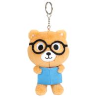 Porte-clés en peluche ours mignon avec lunettes, pendentif de sac en forme d'ours brun de dessin animé, breloque pour sac à dos, cadeau