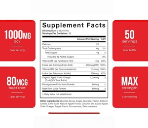 Gomitas de Vinagre de Sidra de Manzana de Marca Privada OEM/ODM, Vitaminas de Belleza, Promueven la Digestión, Control de Peso, Quema de Grasa, Apoyo Inmunológico - Product Image 4