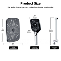 Ensemble de douche magnétique YEETE avec pommeau de pluie et douchette à main 2-en-1 - Haute pression, chrome poli, pour salle de bain moderne