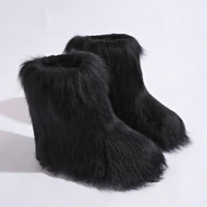Viviblook Z102BT02 <b>Women</b> <b>Snow</b> Boots Outdoor Luxury Furry Faux Fox Warm Fluffy Fur Boots Woman Plush Warm Platform <b>Shoes</b> - Product Image 4