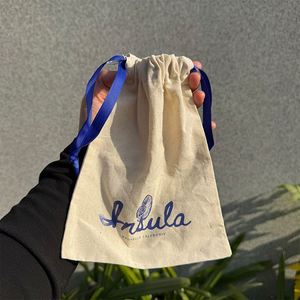 Bolsa de Lona de Algodón 100% Orgánico con Logotipo Personalizado, Bolsa Reutilizable Ecológica de Alta Calidad con Doble Cordón - Product Image 6