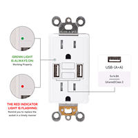 Prise murale USB Hooanke 20A GFCI, prise double USB TR 125V 4.8A, interrupteur différentiel de classe A homologué ETL