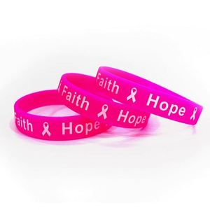 Hot Sale Pink Ribbon <b>Silicone</b> Sports Bracelets for Women Awareness of <b>Breast</b> Cancer - Product Image 2