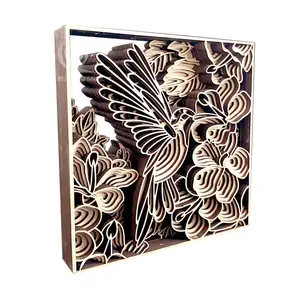 RN Factory Wholesale Wood Laser Cutting Service Wood Laser Cut Wood Art For Customized Design