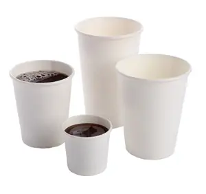 3/4/8/9/12/16 oz özel Logo çevre dostu 18 PE kaplamalı kağıt çay bardağı toptan tek kullanımlık kahve kağıt bardaklar kapaklı