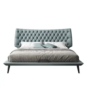 高品质简约设计床房家具套装cama lit quen床框架特大号皮革现代双人豪华床