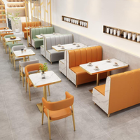Canapé-lit personnalisé multicolore pour restaurant, chaise en métal et cuir, ensembles de table et chaises pour restauration rapide