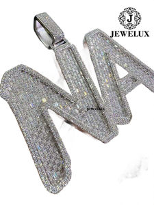 JEWELUX Lettre N Luxe Plaqué Or Argent 925 Perle d'Eau Douce Certifiée IGI Breloques Hip Hop Pièce Tendance Unisexe - Product Image 2