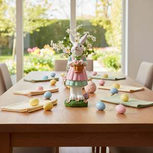 Wholesale Artistic Animal <b>Easter</b> Bunny Resin Statue With Flower Basket and <b>Easter</b> <b>Egg</b> Spring Garden Home Decor Gift - Product Image 5