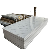 Panneaux muraux en PVC effet marbre, revêtement UV, imperméables, imitation marbre pour décoration murale intérieure