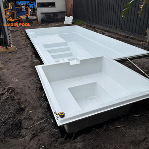สระว่ายน้ำสำหรับครอบครัวขนาดใหญ่ 8x10 เมตร สระว่ายน้ำกลางแจ้งในสวนหลังบ้าน ทำจากไฟเบอร์กลาส FRP พร้อมอ่างจากุซซี่ในตัว - Product Image 6