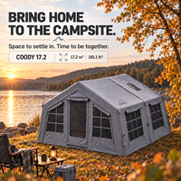 Tente gonflable Coody Familia 17.2 Air - Gris, grande, résistante au vent et à la pluie, tente de camping gonflable familiale pour l'extérieur