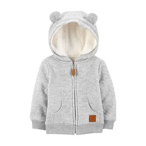 Infant&Toddlers Unisex Full Zip Springs Baby Boys' Hooded Sweater Jacket Baby Clothes Baby Jackets with Sherpa Lining