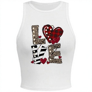 Custom Women Graphic Print <b>Crop</b> Tank <b>Top</b> Crew Neck Sleeveless Summer Vest Casual Valentine Apparel - Product Image 6