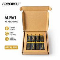 Paquete de Baterías Alcalinas FOREWELL 6LR61 9V 550mAh de 8 Celdas para Linterna y Herramientas Eléctricas