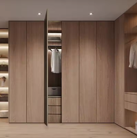 Armoire moderne minimaliste en bois naturel personnalisable, structure robuste en MDF, grande capacité, chambre à coucher, dressing, hôtel