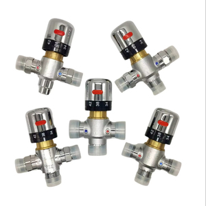 Válvula <span class=keywords><strong>Mezcladora</strong></span> Termostática Manual de <span class=keywords><strong>2</strong></span>/3 Vías Xingfu con Conexiones de <span class=keywords><strong>1</strong></span>/<span class=keywords><strong>2</strong></span>\" y 3/4\" para Sistema de Calefacción por Suelo Radiante, Cocina y Baño - Product Image 1