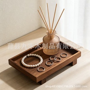 Rectangular Wooden <b>Storage</b> <b>Tray</b> Varnished Finish Standing Type For Home Organization Multifunctional Use - Product Image 2