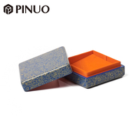Boîtes à bijoux PINUO, boîte à bijoux vintage bleue de luxe personnalisée, doublure en velours rouge, motif marbré, boîte de rangement pour bijoux en bois