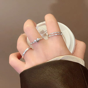 S925 Sterling Silver Heart Shaped Plain Band <b>Ring</b> For Women Minimalist Design Adjustable Index Finger <b>Ring</b> Everyday Wear - Product Image 2
