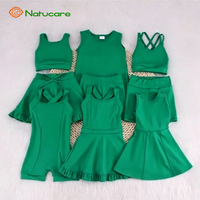 Ensemble deux pièces pour filles, design simple, vêtements pour enfants, nylon athlétique, couleurs unies, yoga, tennis, golf, ensemble jupe plissée courte de sport