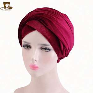 Hot Sell Extra Long Velvet African Pattern Headscarf Tube Turban Hat for Women Adult <b>Head</b> <b>Wraps</b> - Product Image 6