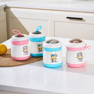 Taza de sopa de dibujos animados, taza de desayuno sellada portátil de acero inoxidable 304 con cuchara, mini lonchera ligera para niños - Product Image 3