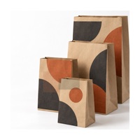Sacs en papier kraft imprimés sur mesure, sans poignées, à fond carré, pour boulangerie, commande en gros personnalisée, emballage à emporter