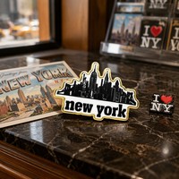Épinglette en émail personnalisée, gravée sur mesure, thème Tourisme Urbain, Motif Panorama de New York, Vente en Gros, Fabricant OEM