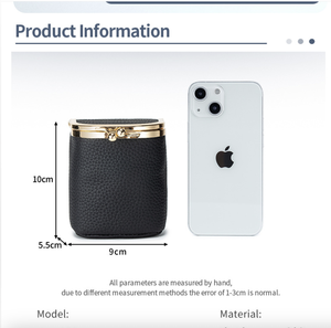 Ando Bag - Monedero Pequeño de Cuero Vacuno Genuino con Espejo, Cierre de Broche, Bolsa para Lápiz Labial y Joyas para Mujer - Product Image 3