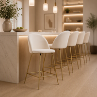 Tabouret de bar moderne et écologique en métal avec structure en acier inoxydable et assise en velours pour restaurant