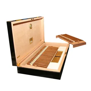 custom modern oem high-end wooden desktop large cigar Humidor box wholesale with hygrometer cigar humidor