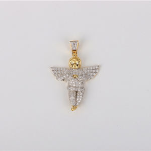 Bersertifikat GRA Moissanite berlian sayap pesona S925 perak emas berlapis es keluar Hip Hop perhiasan Malaikat salib liontin - Product Image 5