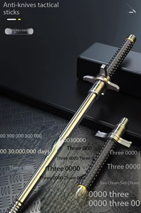 Équipement personnel, bâton pliable à trois sections <span class=keywords><strong>de</strong></span> 26/32/37 pouces, extensible, à pointe en acier, poignée en caoutchouc, alliage - Product Image 3