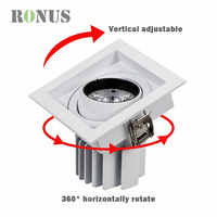 Spot encastré LED COB rotatif de haute qualité 12W anti-éblouissement carré