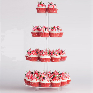 <span class=keywords><strong>4</strong></span> Tier <span class=keywords><strong>Acrylic</strong></span> cupcake đứng hiển thị cupcake tháp có thể tháo rời vòng <span class=keywords><strong>Acrylic</strong></span> hiển thị thực phẩm đứng với cơ sở cho tiệc cưới - Product Image 3