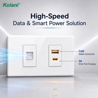 Prise de charge rapide USB-A et USB-C Gigabit RJ45 CAT6, plaque double module encastrée 120, pour hôtels et bureaux, directement de l'usine