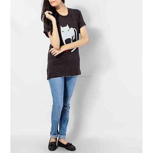 Camisetas de algodón de manga corta con cuello redondo para mujer, material de alta calidad, servicio de impresión personalizado, informal - Product Image 4