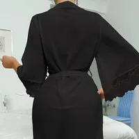 Robe de nuit longue transparente en dentelle et maille de chiffon, sexy, pour la vente en gros