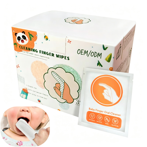 Brosse à dents à doigts et lingettes nettoyantes pour la langue en coton biologique personnalisées OEM/ODM, écologiques pour les soins bucco-dentaires des bébés, best-seller en Europe - Product Image 1