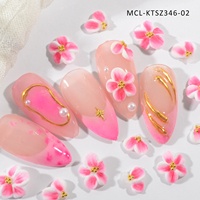 12 pièces mixte Kawai rose série fait à la main Nail Art 5D jaune acrylique à la main fleur breloques conception saint valentin ongles acrylique fleur