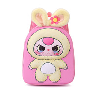Sac à dos scolaire mignon pour enfants, avec fermeture éclair, design de poupée en peluche, grandes oreilles, style dessin animé, super léger, sac d'école pour la maternelle