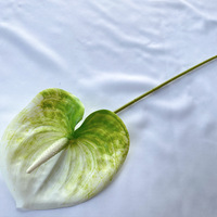 Tanaman Anthurium Hijau Merah Cetak 3D Grosir, Bunga Anthurium Artifisial Sentuhan Asli untuk Dekorasi Natal, Rumah, dan Pernikahan