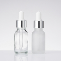 Flacon d'huile essentielle en verre transparent avec compte-gouttes argenté, pour soins de la peau, 5ml 10ml 15ml 20ml 30ml 50ml 100ml