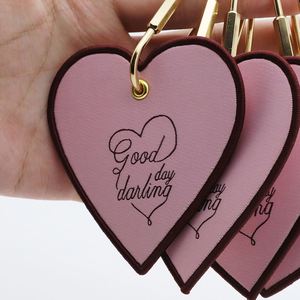 Personalized Embroidered Heart Keychain Custom Woven Logo <b>Key</b> <b>Ring</b> for Wedding Favors & Corporate Promotional Giveaways - Product Image 3