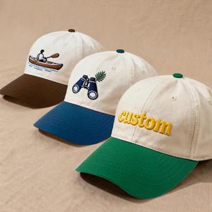 Casquettes de baseball en gros personnalisées en coton avec logo brodé 3D, 5 panneaux, 2 tons de couleur - Product Image 4