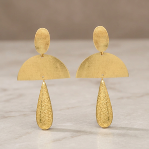 <b>Gold</b> Plated Ethnic Engagement Wedding & Anniversary Party Drop <b>Earrings</b> <b>Set</b> with Geometric Design Dangle <b>Earrings</b> for Unisex - Product Image 3